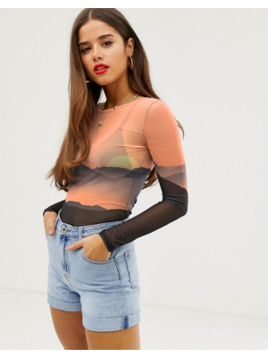 Street long sleeved mesh top