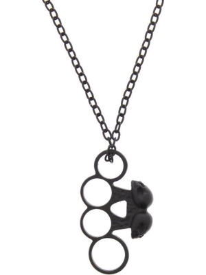 Black Knuckle Duster Skull Necklace