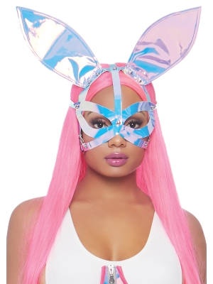 Holographic vinyl bunny mask