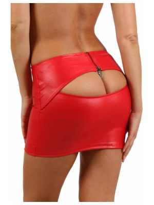 Lacquered Lycra Red Skirt