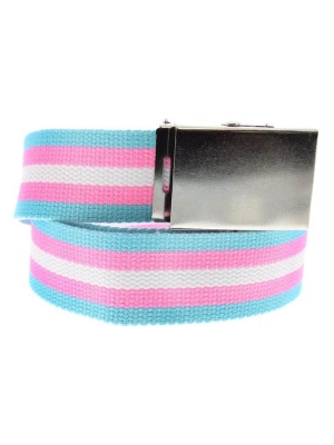 Transgender Canvas Webbing Belt with Shiny Silver Slider Buckle (Length - 120cm, Width - 3.7cm)