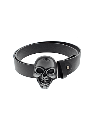 Black PU Belt with Large Skull Buckle