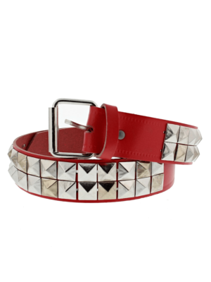 2-Row Pyramid Studded Reconstructed Leather Belts