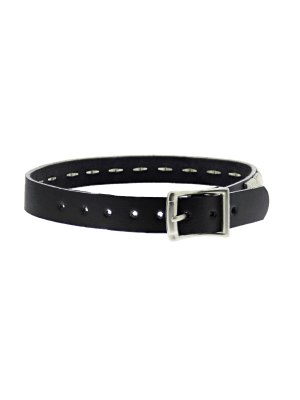 Black 1-Row Pyramid Studded Leather Choker with Buckle