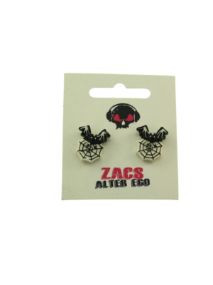 Bats on Cobwebs Stud Earrings