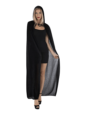 Unisex Fancy Dress Black Velvet Cloak Length 140cm