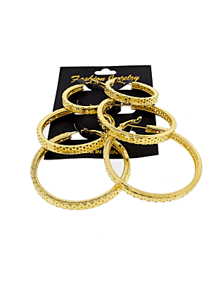 3 on a Card Patterned Gold Hoop Earrings