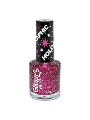 Holographic Glitter Nail Polish - Red
