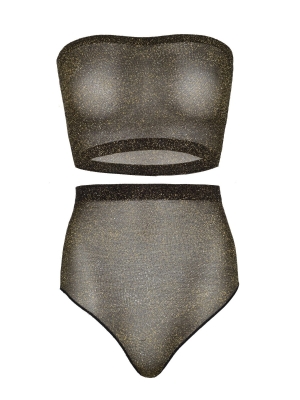 Lurex spandex top and panty - gold