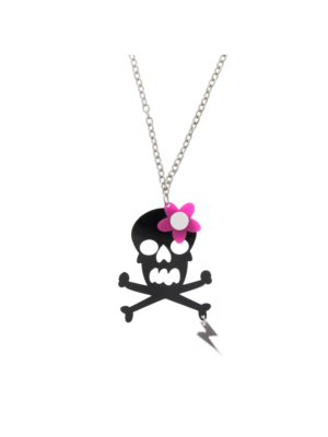 Plastic Skull & Crossbone Necklace with Flower and Lightning Bolt Necklace