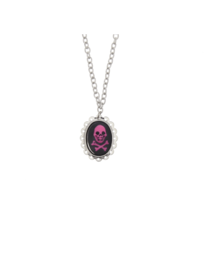 Pink Cameo Skull & Crossbone Necklace