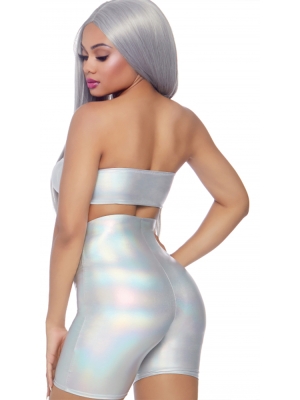 Holographic bandeau & shorts