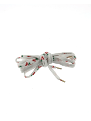 Pair of White Shoelaces with Cherry Print