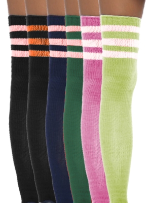 Athletic Ribbed Thigh Highs – One Size – Neon Green