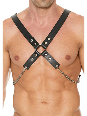 Men's Leather And Chain Harness One Size