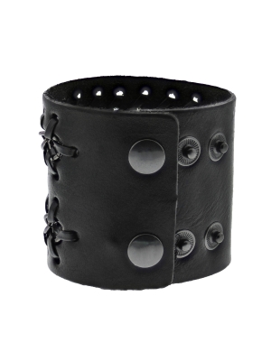 2-Row Chain Black PU Bracelet