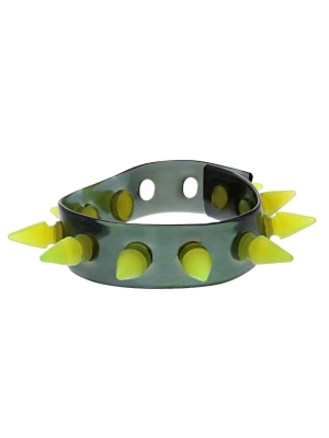 Zac's Alter Ego UV Black Bracelet / Wristband With Yellow Spikes