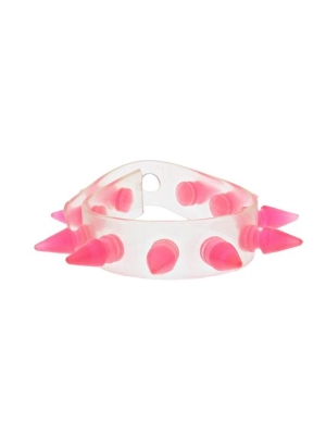 Zac's Alter Ego UV Clear Bracelet / Wristband With Pink Spikes