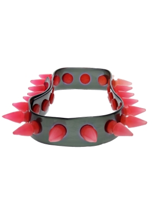 Zac's Alter Ego UV Black Necklace / Chocker With Pink Spikes